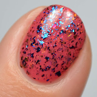 blue red flakie nail polish