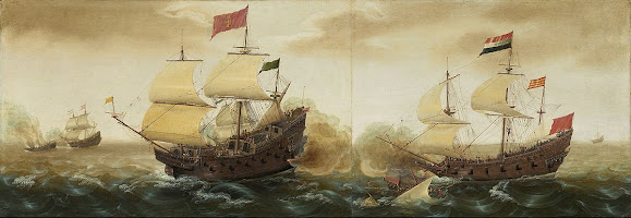 Un encuentro naval entre buques de guerra holandeses y españoles