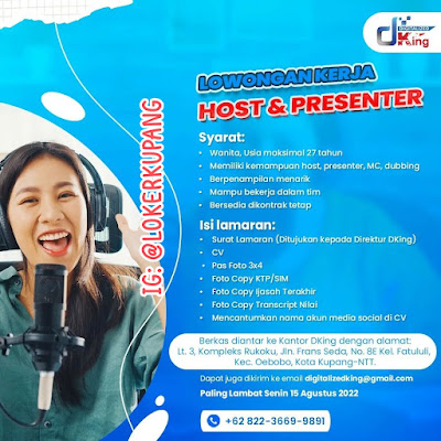 Lowongan Kerja DKing Kupang Sebagai Host & Presenter