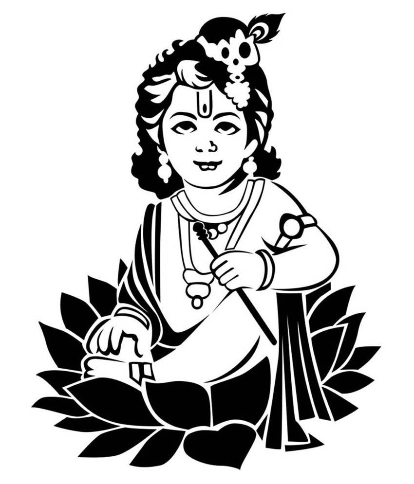 Cute Black & White God Krishna Wallpaper