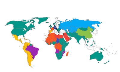 Mappa del mondo con indicate le versioni linguistiche wikipedie più popolari nel 2015
