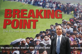 Nigel Farage with the infamour xenophobic poster playing the anti-immigrant card. #xenophobia #racist