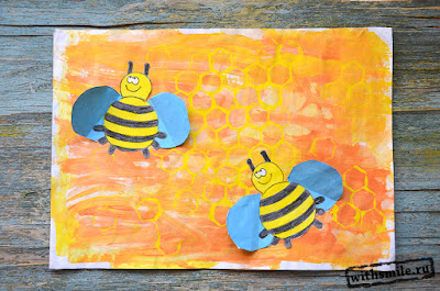 Bees and a beehive art for kids. Пчелы и улей. Рисуем с детьми. Аппликация