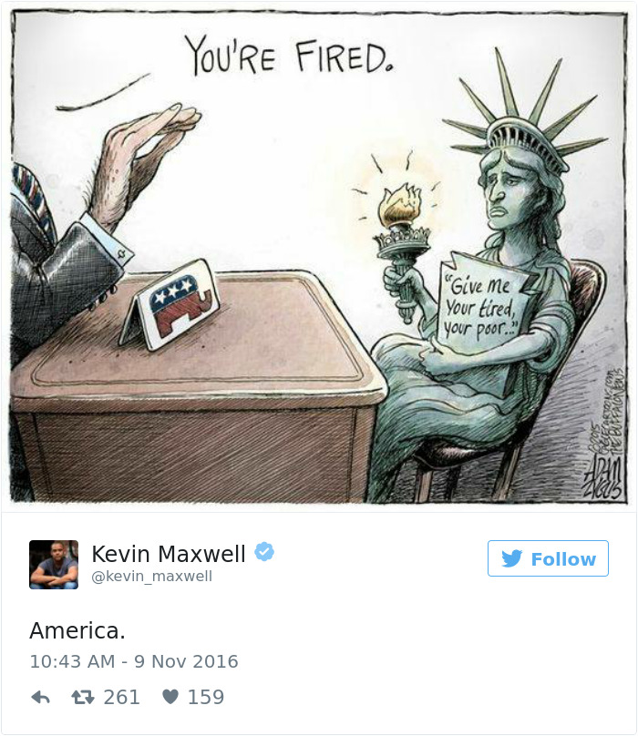 15+ Cartoonists Around The World Illustrate How They Feel About Trump Becoming President - Trump Caricature