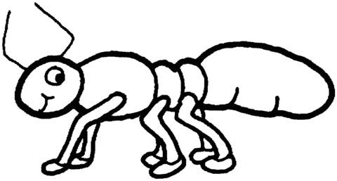 Smiling Ant Coloring Page Free
