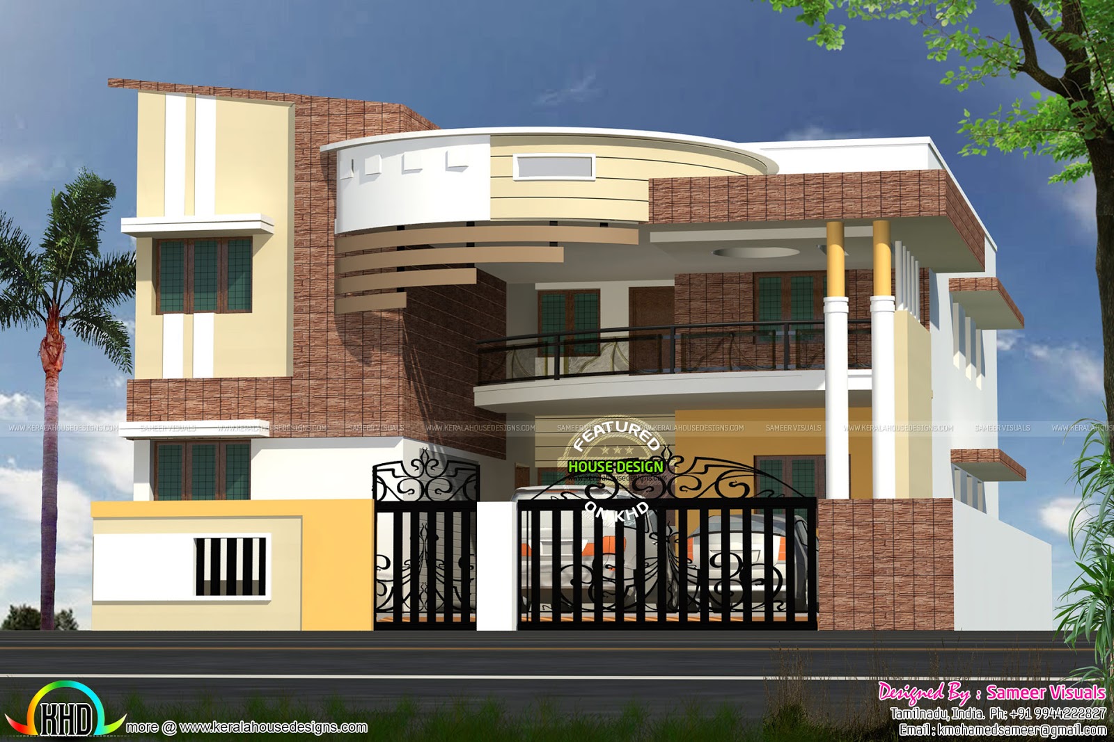  Modern  contemporary  South Indian  home  design  Kerala home  