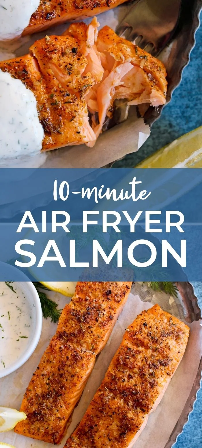 Air Fryer Salmon is the most irresistible, golden, perfectly cooked salmon ever. It is so easy to make, you will never want to prepare any other way. Make it in just 10 minutes!