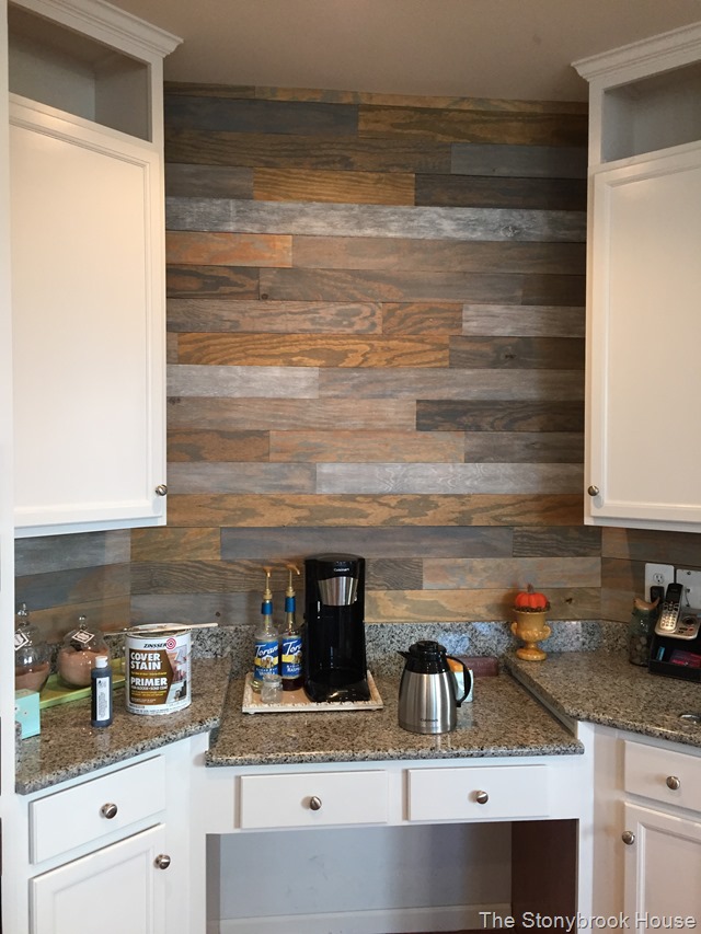 coffee bar plank wall