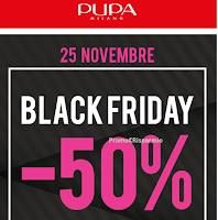 Logo Black Friday Pupa: - 50% su tutto l'assortimento