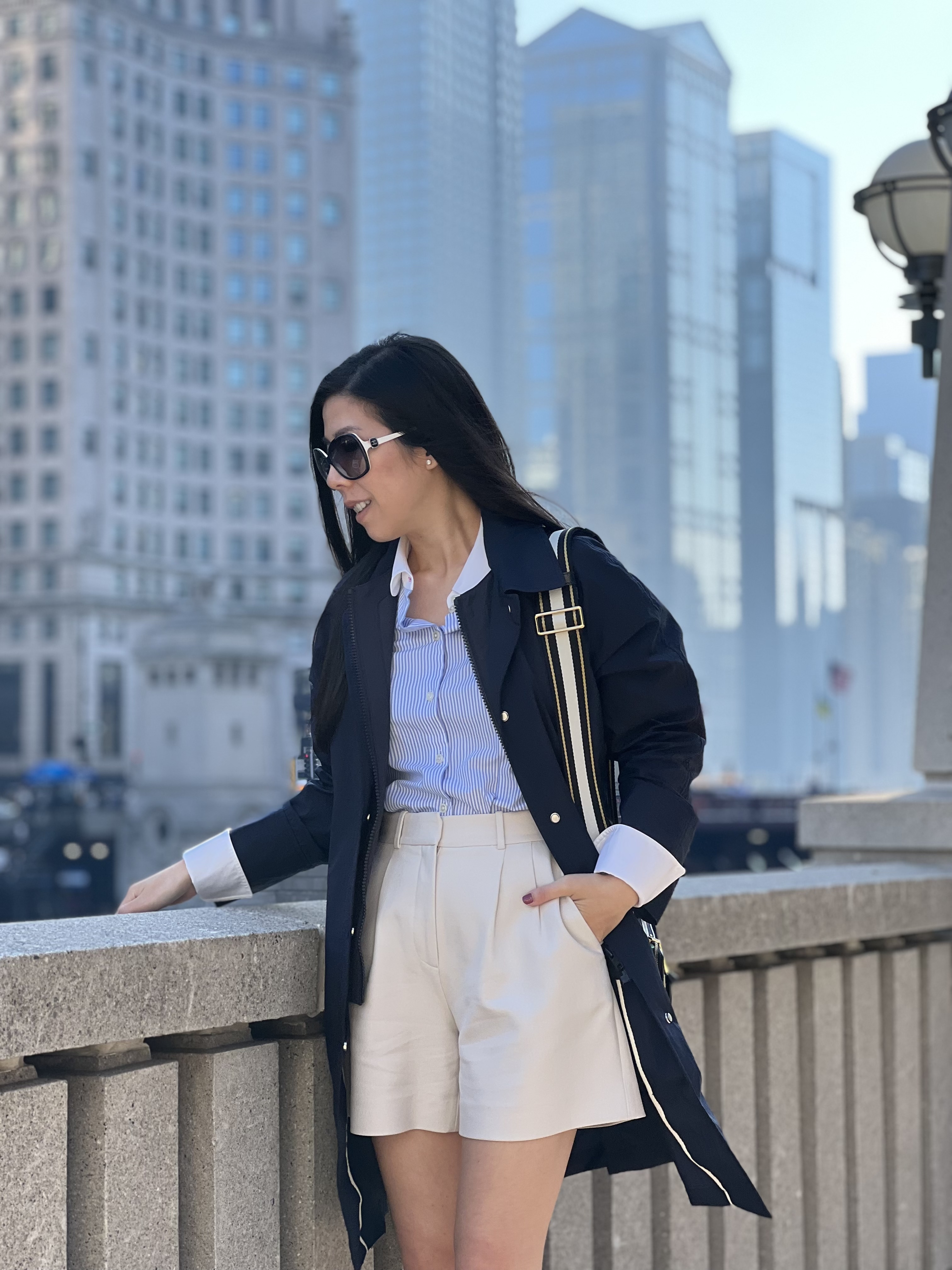 Riverwalk_Adrienne Nguyen_Old Money Outfit for Cold Weather_Chicago Blogger_Tulips in CHicago