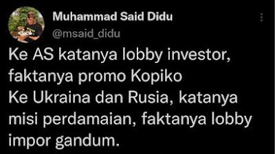 Beginilah oligarki bekerja... katanya misi perdamaian, faktanya lobby impor gandum