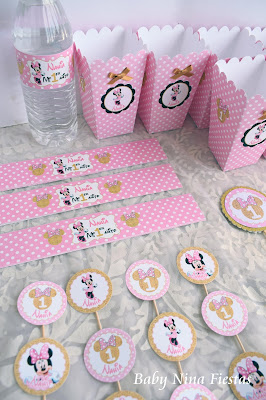 kit birthday minnie mouse pink and gold