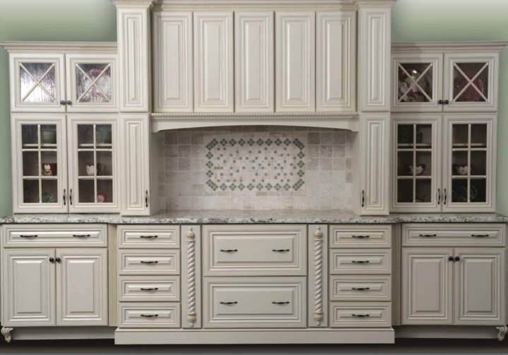 White Antiqued Cabinets