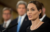 Angelina Jolie speaks before the G-8 nations