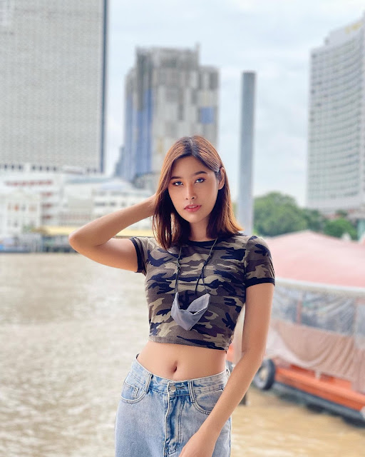 Napatsarin Alice Sungseangsoong – Most Beautiful Thailand Trans Women in Army Print Crop Top Outfit