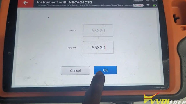 VVDI Key Tool Plus Change VW Polo NEC24C32 Mileage 8