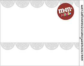 Etiqueta M&M para Imprimir Gratis de Encaje Plateado.