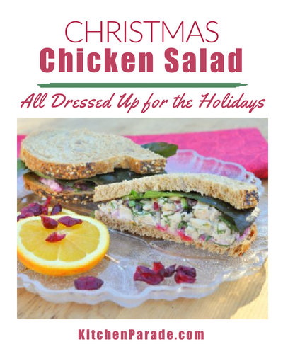 Christmas Chicken Salad ♥ KitchenParade.com, chicken salad all dressed up for Christmas with seasonal flavors!