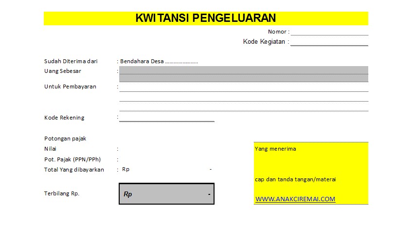 CONTOH KWITANSI UNTUK LPJ KEUANGAN DESA  Anakciremai