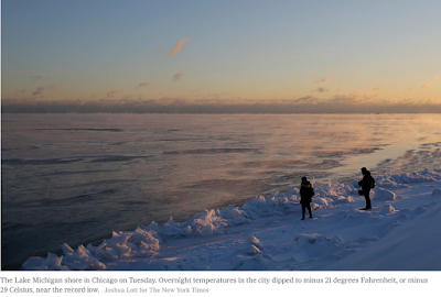 Frozen Lake Michigan (Joshua Lock, New York Times)