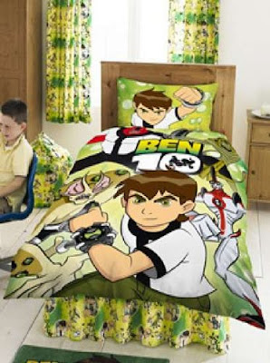 Bed cover a child's room with a comic character designs ben 10