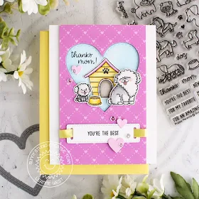 Sunny Studio Stamps: Puppy Parents Fancy Frames Stitched Heart Mothers Day Card by Leanne West
