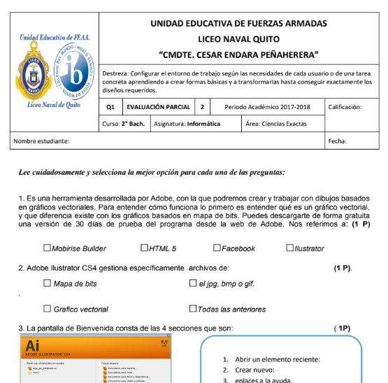 Prueba de Informática Parcial 2 SEGUNDO BGU