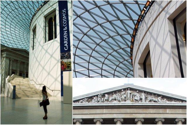 Gran Atrio de la Reina Isabel II y fachada neoclásica del British Museum, Museo Britanico en Londres