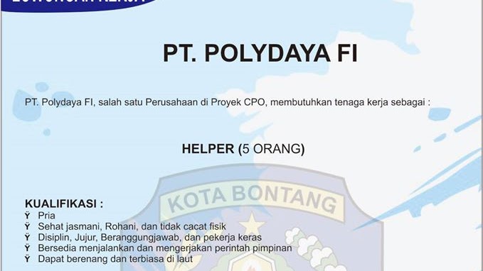 Lowongan Kerja Pt Polydaya Fi Helper Loker Kaltim