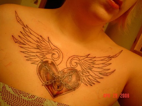 angel halo tattoo. wings heart and halo tattoos