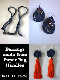 Earrings made from paper bag handles