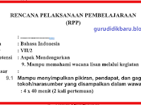 RPP Bahasa Indonesia Kelas VII Semester 2 Tahun 2019-2020