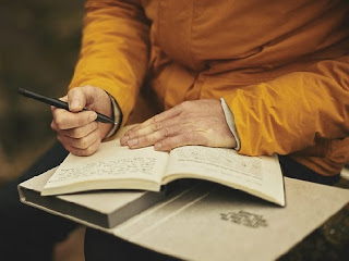 man writing
