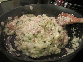Gluten Free Cheesy Risotto with ham and spinach