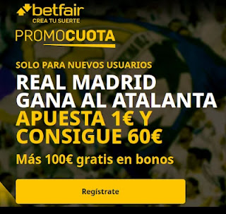 betfair promocuota Real Madrid gana Atalanta 13 marzo 2021