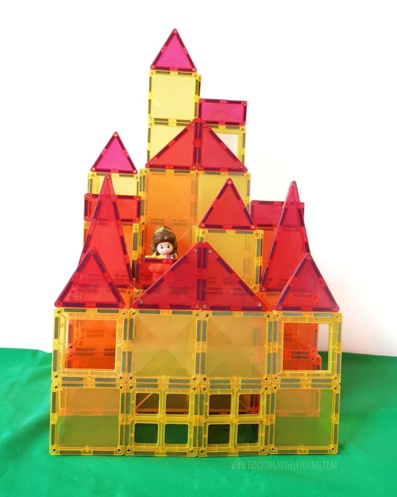 beauty and the beast castle made from connetix magnetic tiles