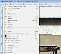 Wklejanie nowego obiektu jako nowej warstwie - zrzut Gimp