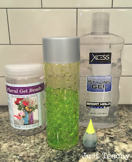 Water Bead Sensory Bottle, www.justteachy.blogspot.com