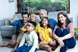 Family watching movie together