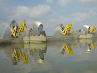 the Thames Barrier, closed