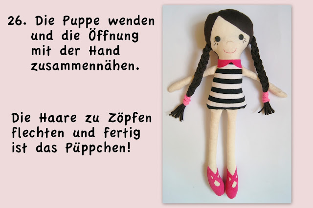 Stoffpuppe, rag doll, free tutorial, Nähanleitung, Schnittmuster, Geburtstagsgeschenk, Ballerina, 