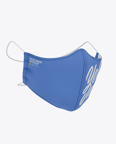Download Face Mask with Elastic Cord and Stopper - Front Half-Side View