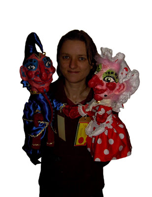 Eloise O'Hare with Mr Punch and Judy