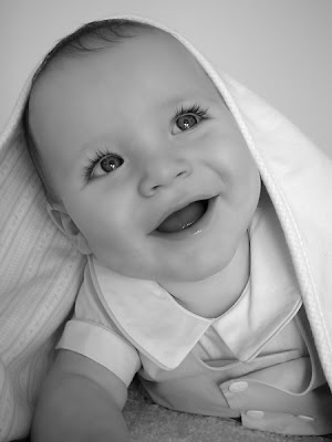 Happy baby play black and white photos