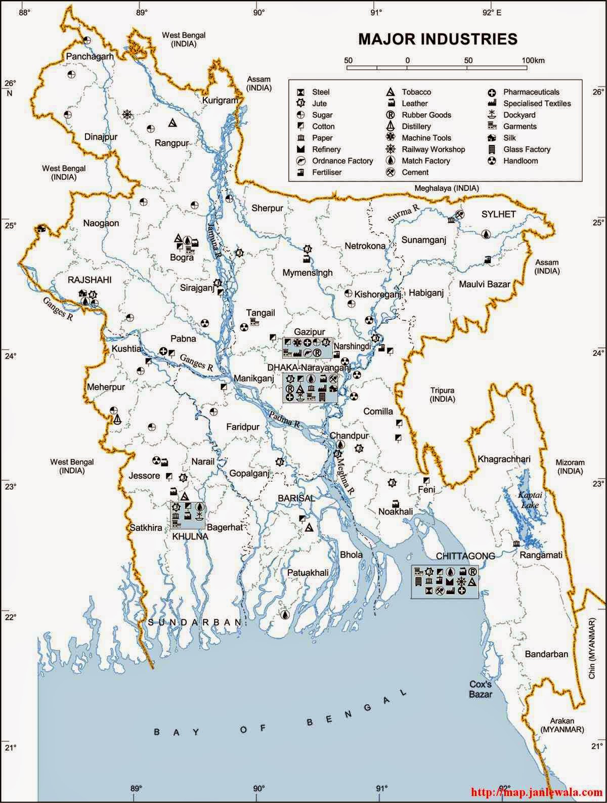 Major Industries Map of Bangladesh