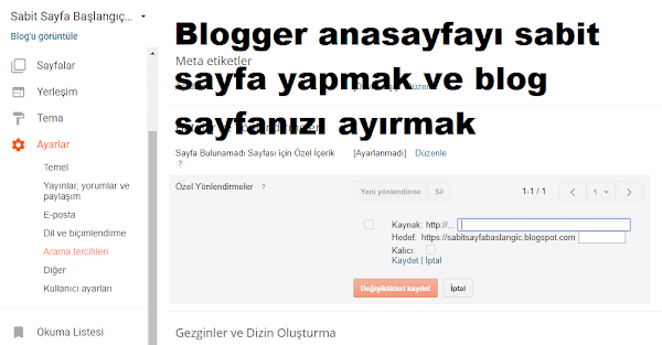 Blogger Sabit Anasayfa Oluşturma