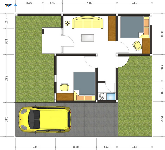 Denah Rumah MinimalisType 36