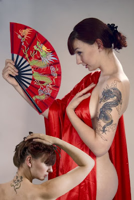 Japanese Dragon Tattoo Design on Hand Girl