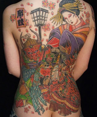 Back Japanese Geisha Tattoo Design 1