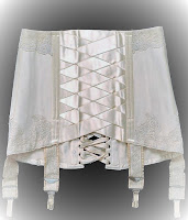 Vintage open bottom back lace girdle with garter tabs.